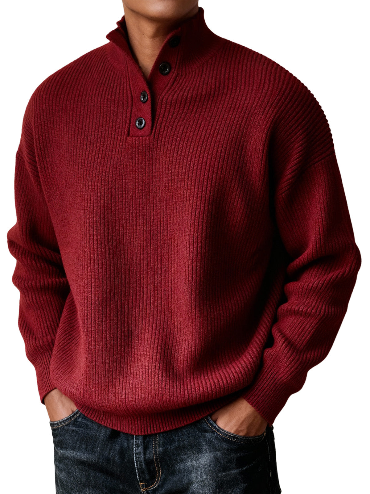 Men's Simple Turtleneck Casual Knitted Sweater For