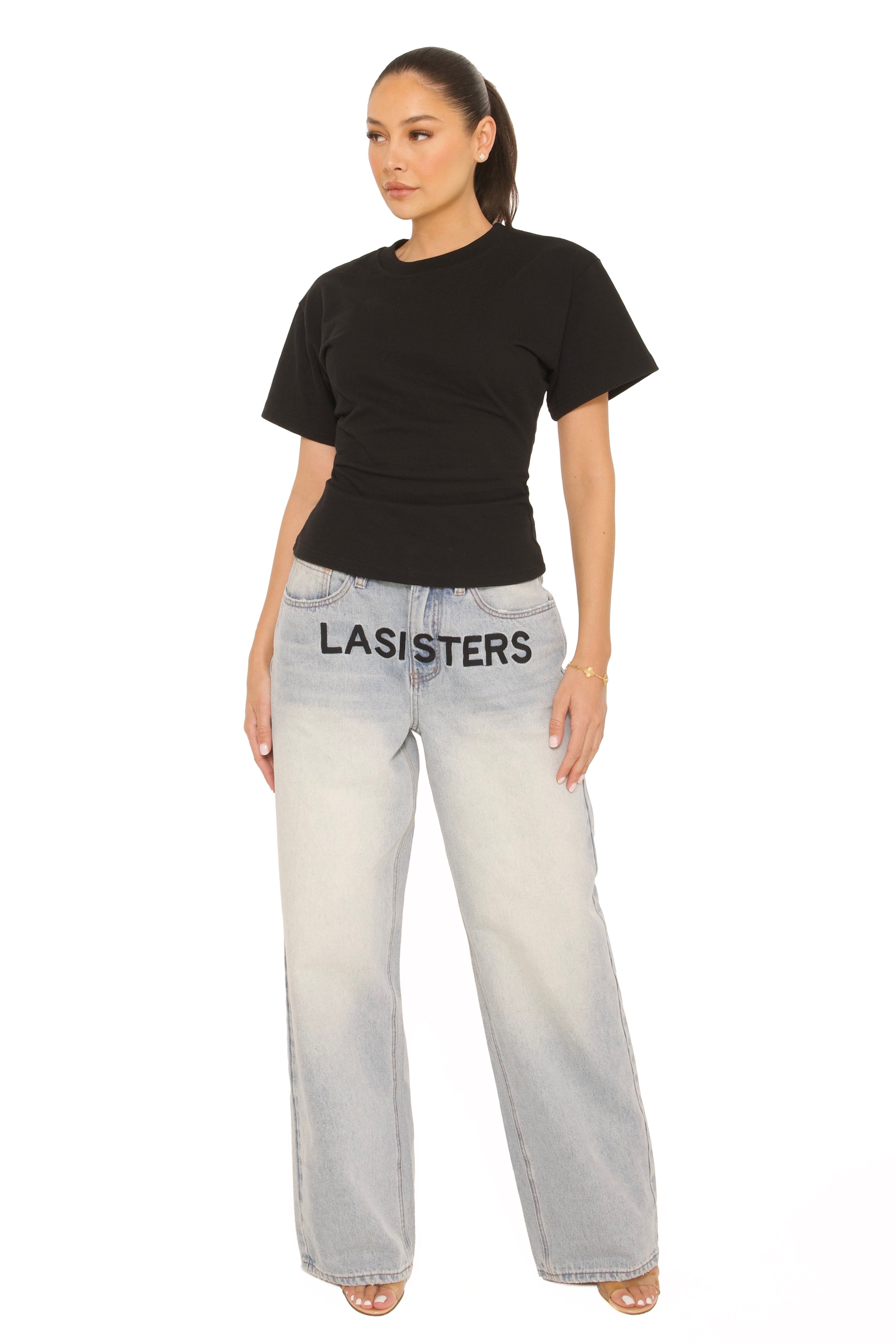 Embroidered Signature Jeans Light Blue