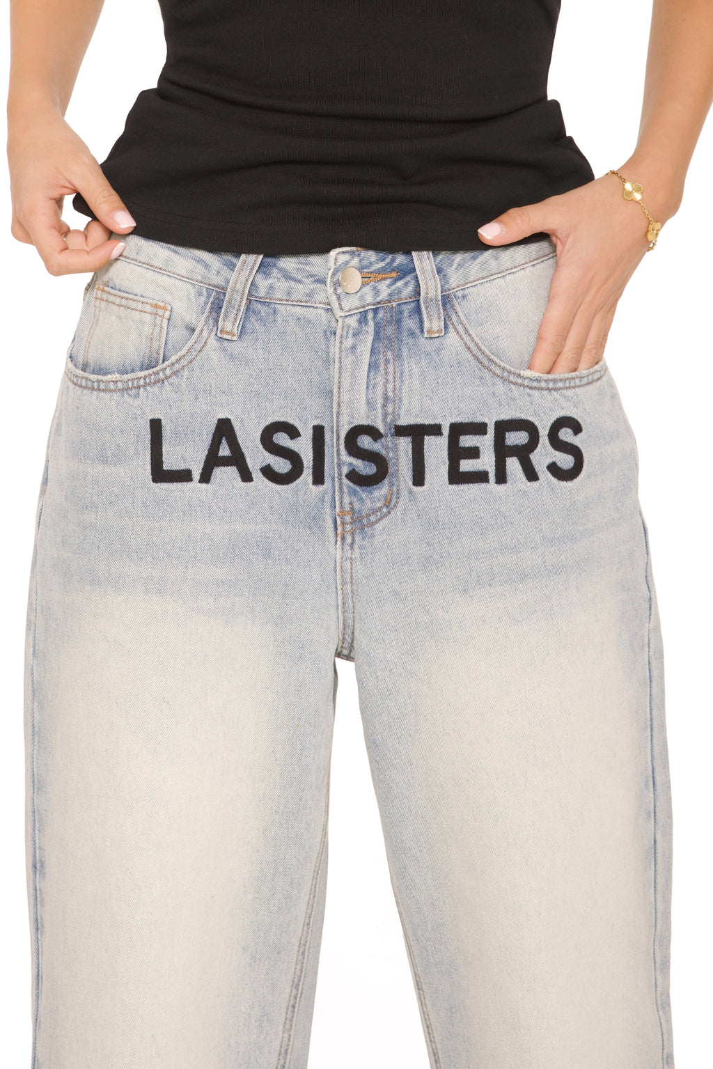 Embroidered Signature Jeans Light Blue