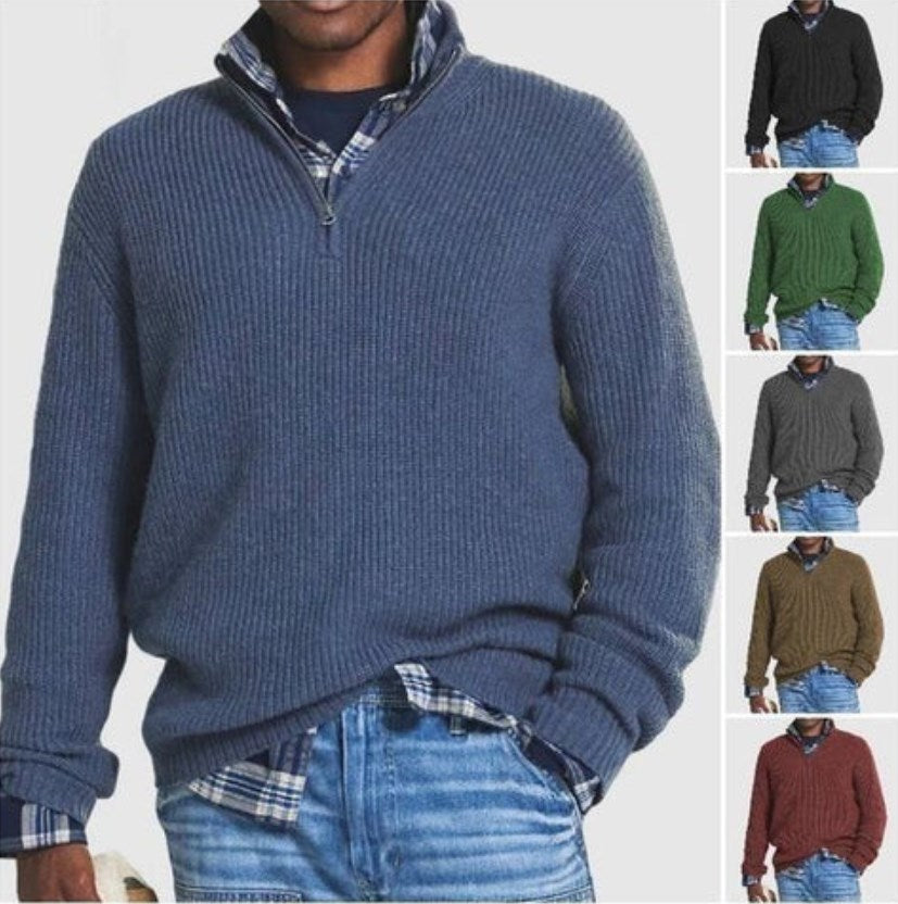 👔Men's business casual zipper sweater🚆Smooth and anti-pilling knit